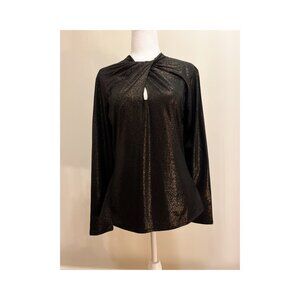 Ted Baker London Iridescent Black & Bronze/Gold Long Sleeve Top (TB Size 3)